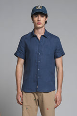 MARK SHIRT ITALIAN COLLAR IN 100% LINEN