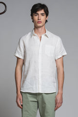 MARK SHIRT ITALIAN COLLAR IN 100% LINEN