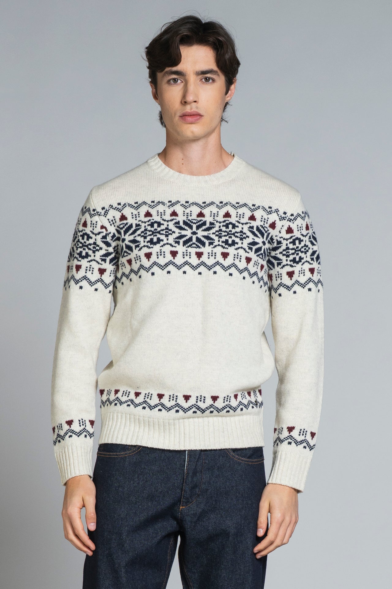 MILTON ROUND NECK JAQUARD IN BLEND WOOL