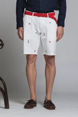 REY ALOHA CHINO SHORT IN TWILL WITH EMBROIDERY