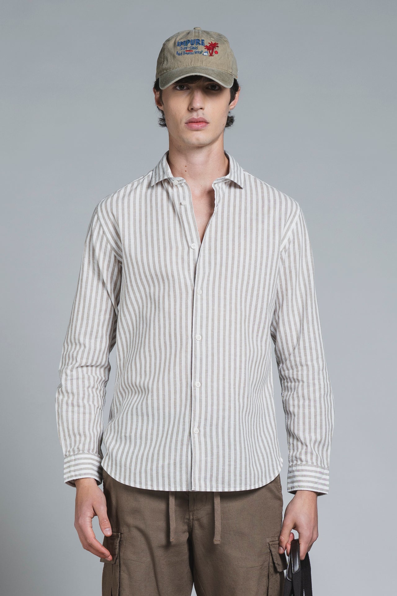 RILEY COLLAR FRENCH MIXED LINEN STRIPE