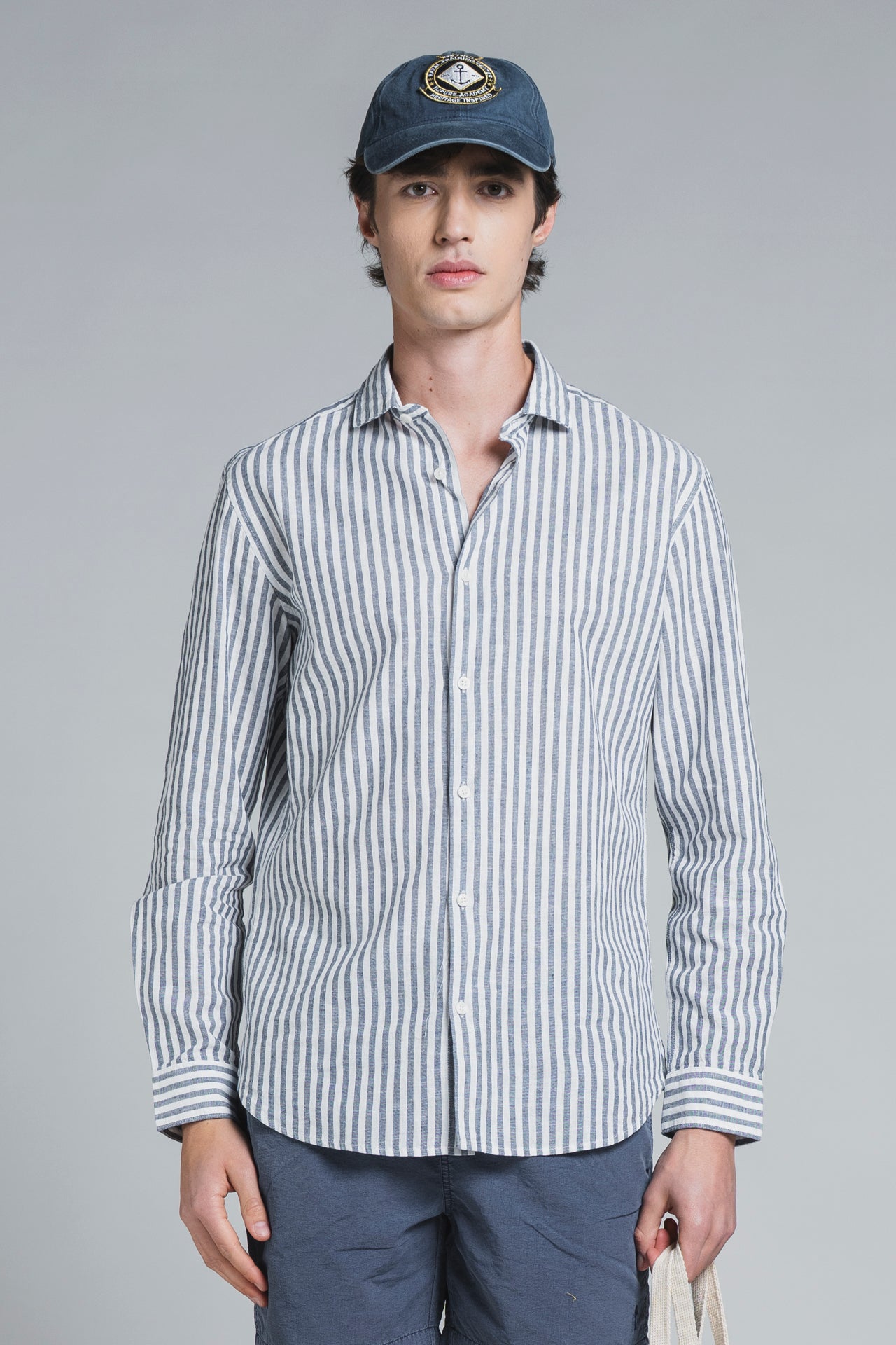 RILEY COLLAR FRENCH MIXED LINEN STRIPE