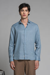 LARS KOREAN SHIRT IN SEERSUCKER
