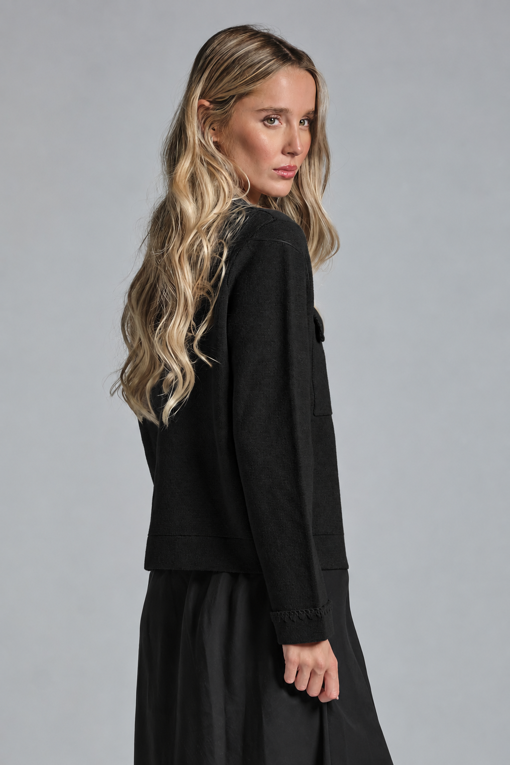 GALET SHIRT CARDIGAN IN MIXED WOOL