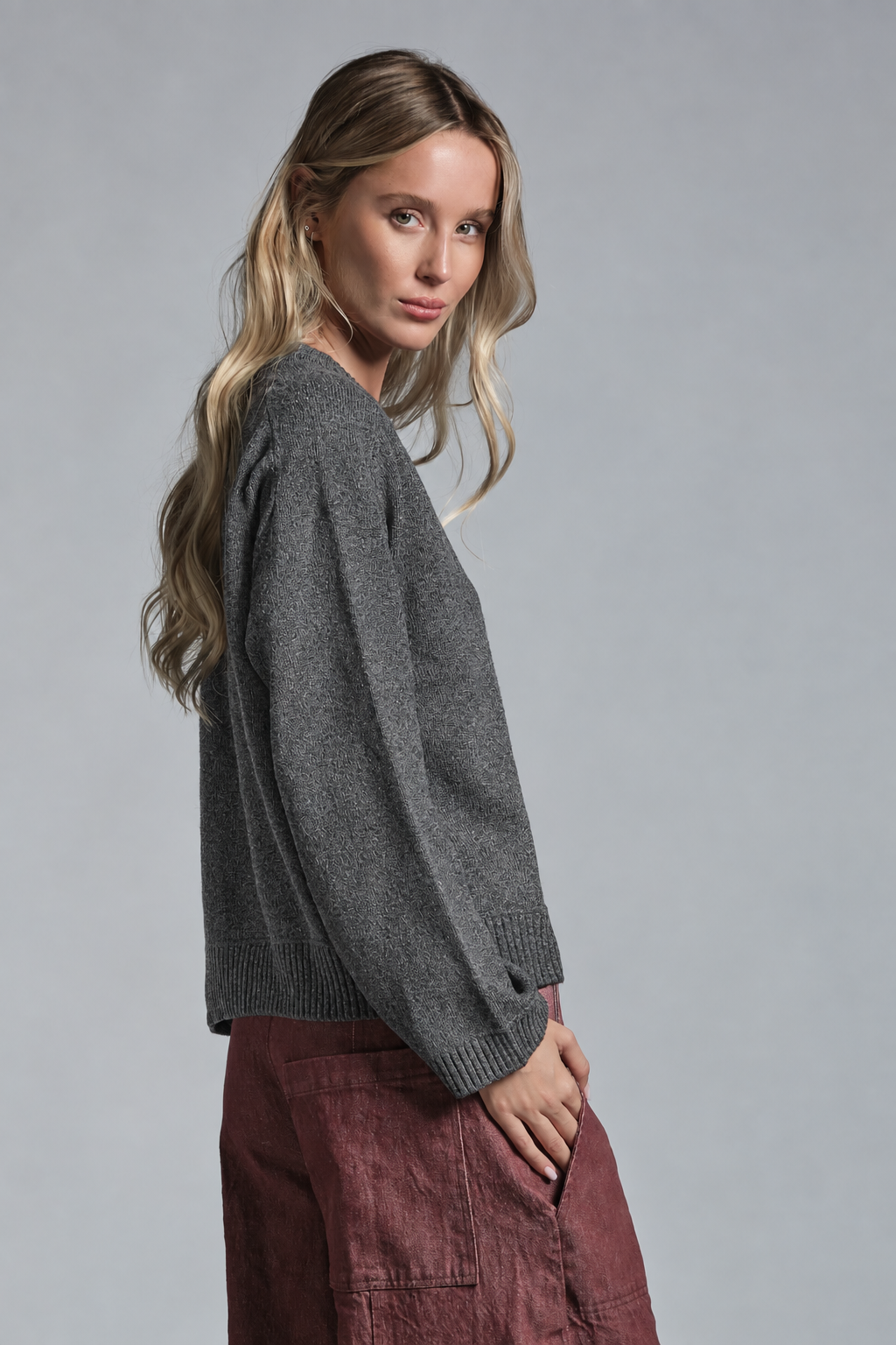 GERY ROUND NECK IN LAMBSWOOL