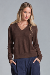 SILVY V NECK IN WOOL MERCERIZED
