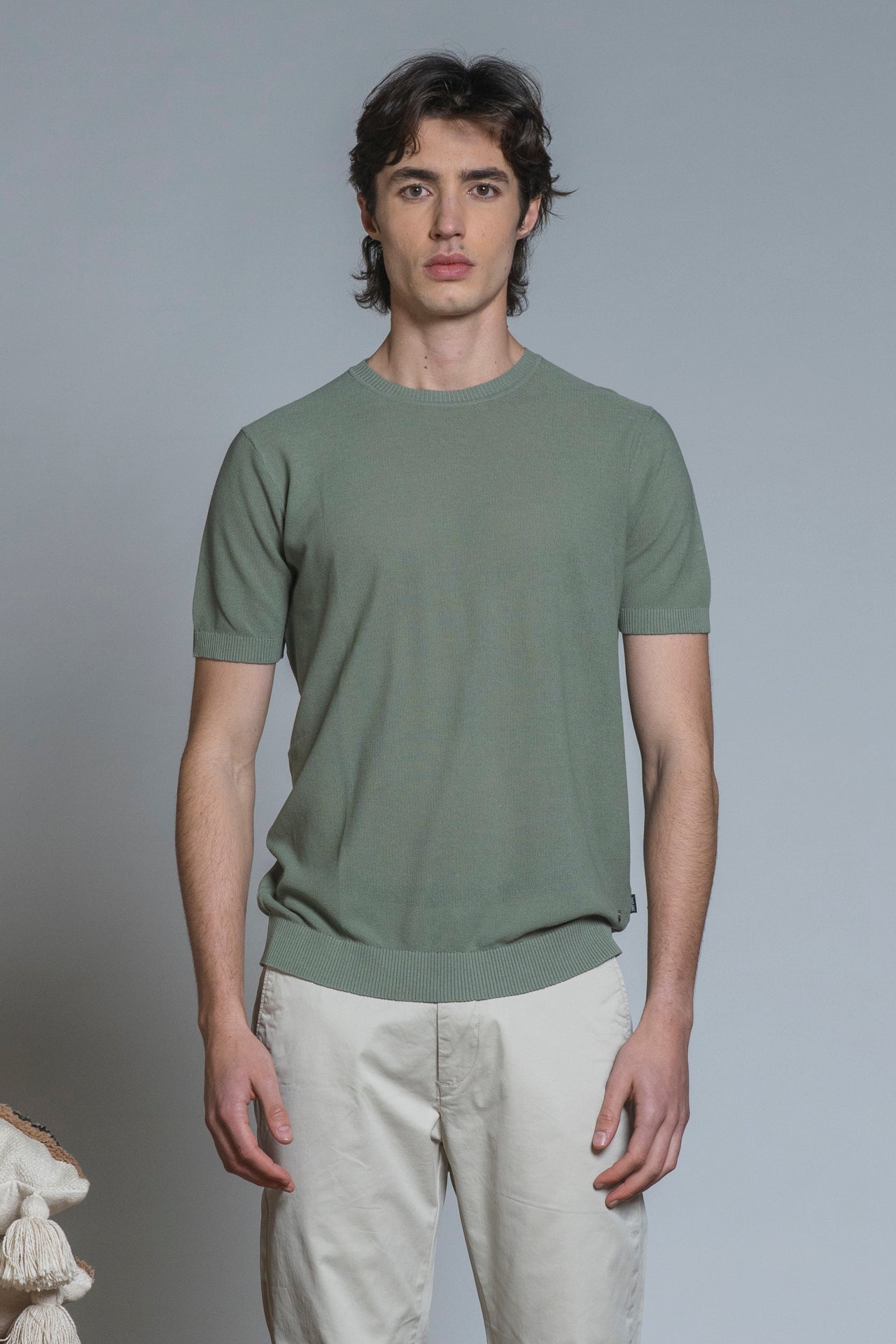 JARED SWEATER ROUND NECK COTTON RICE