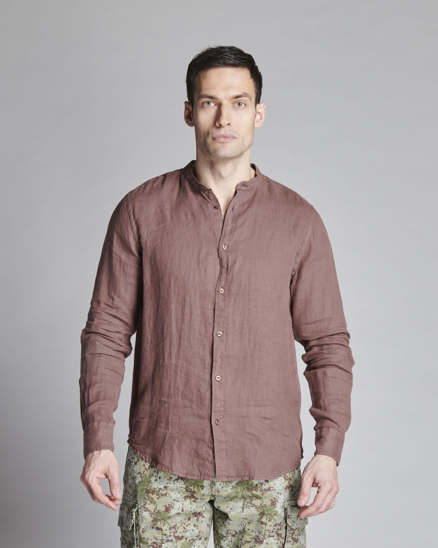 CAMICIA IN LINO COLLO COREANO