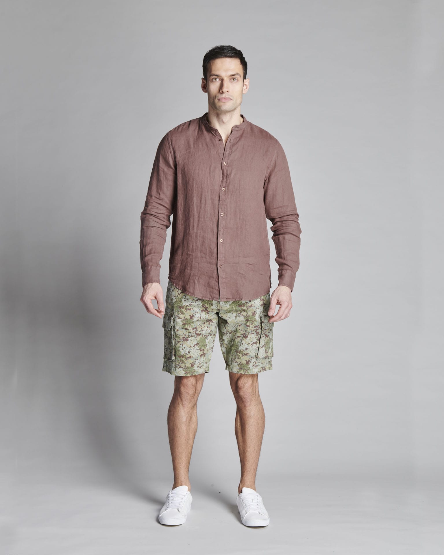 CAMICIA IN LINO COLLO COREANO