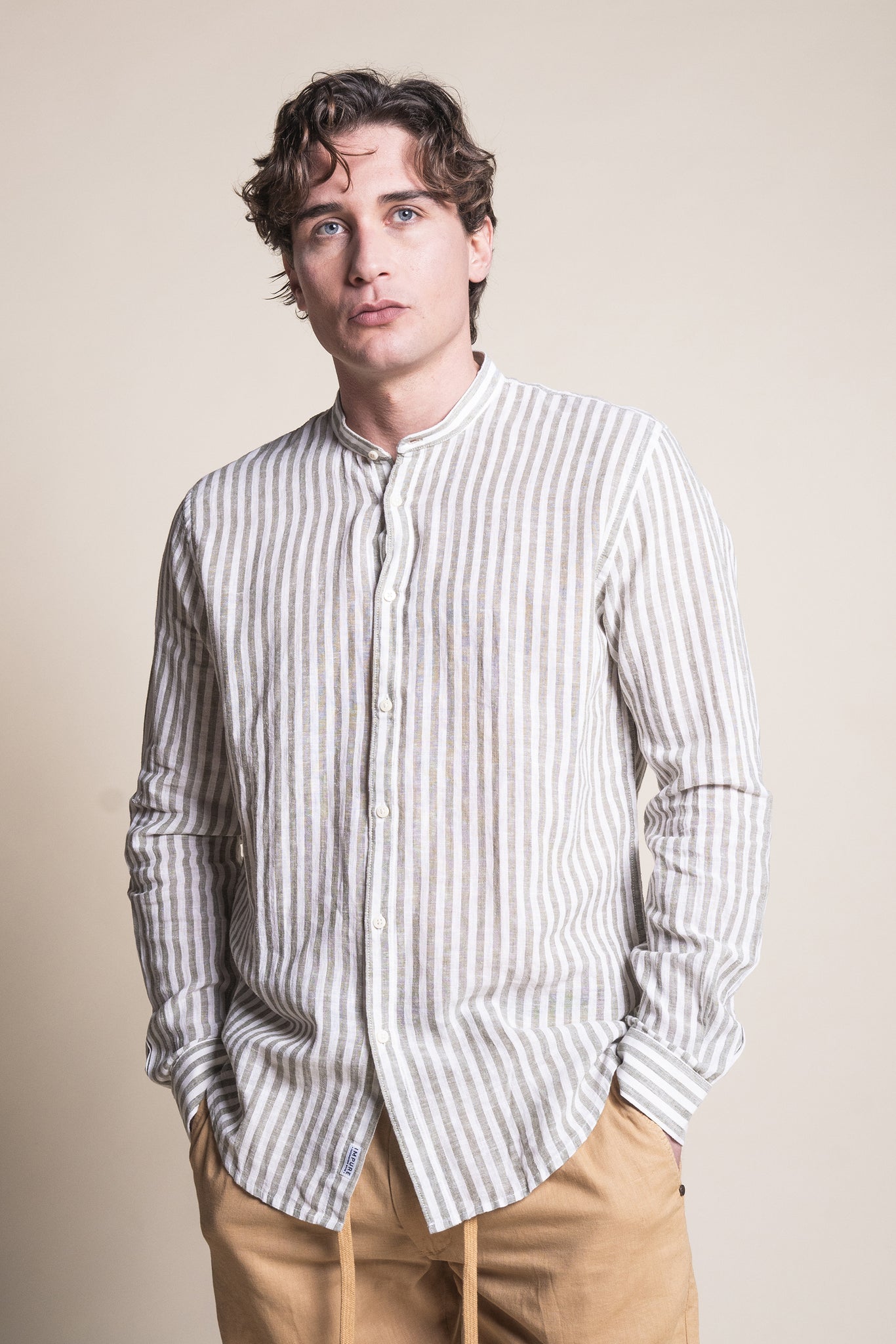 CAMICIA LINO E COTONE A RIGHE SLIM FIT Impure Store