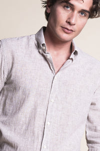 SLIM FIT LINEN AND COTTON SHIRT