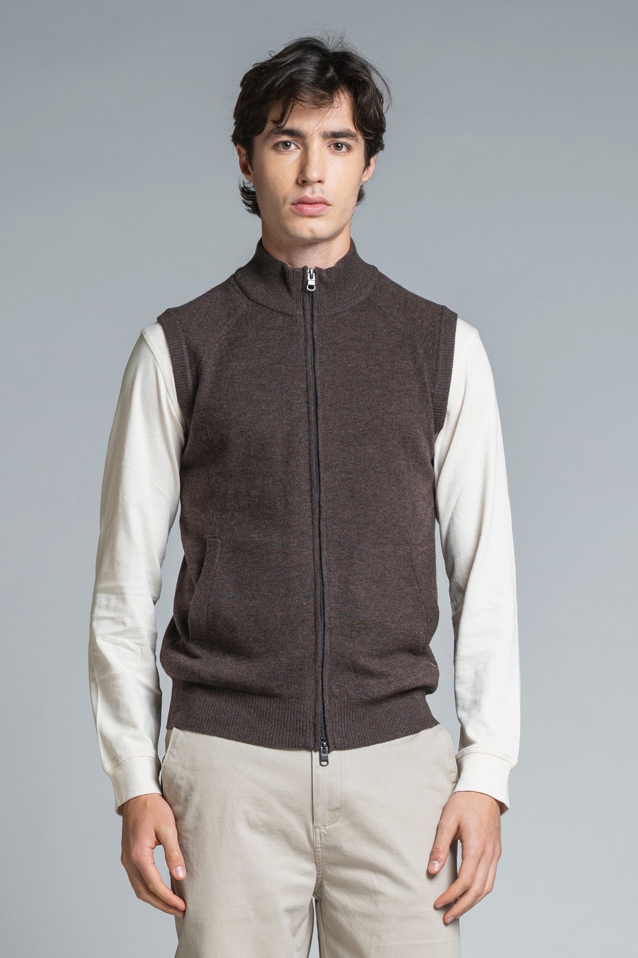 STEFAN CARDIGAN ZIP IN WOOL MERCERIZED