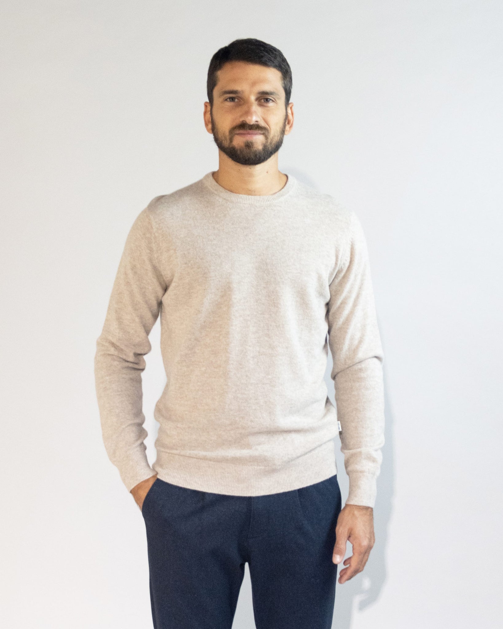 PULLOVER GIROCOLLO BLEND CASHMERE