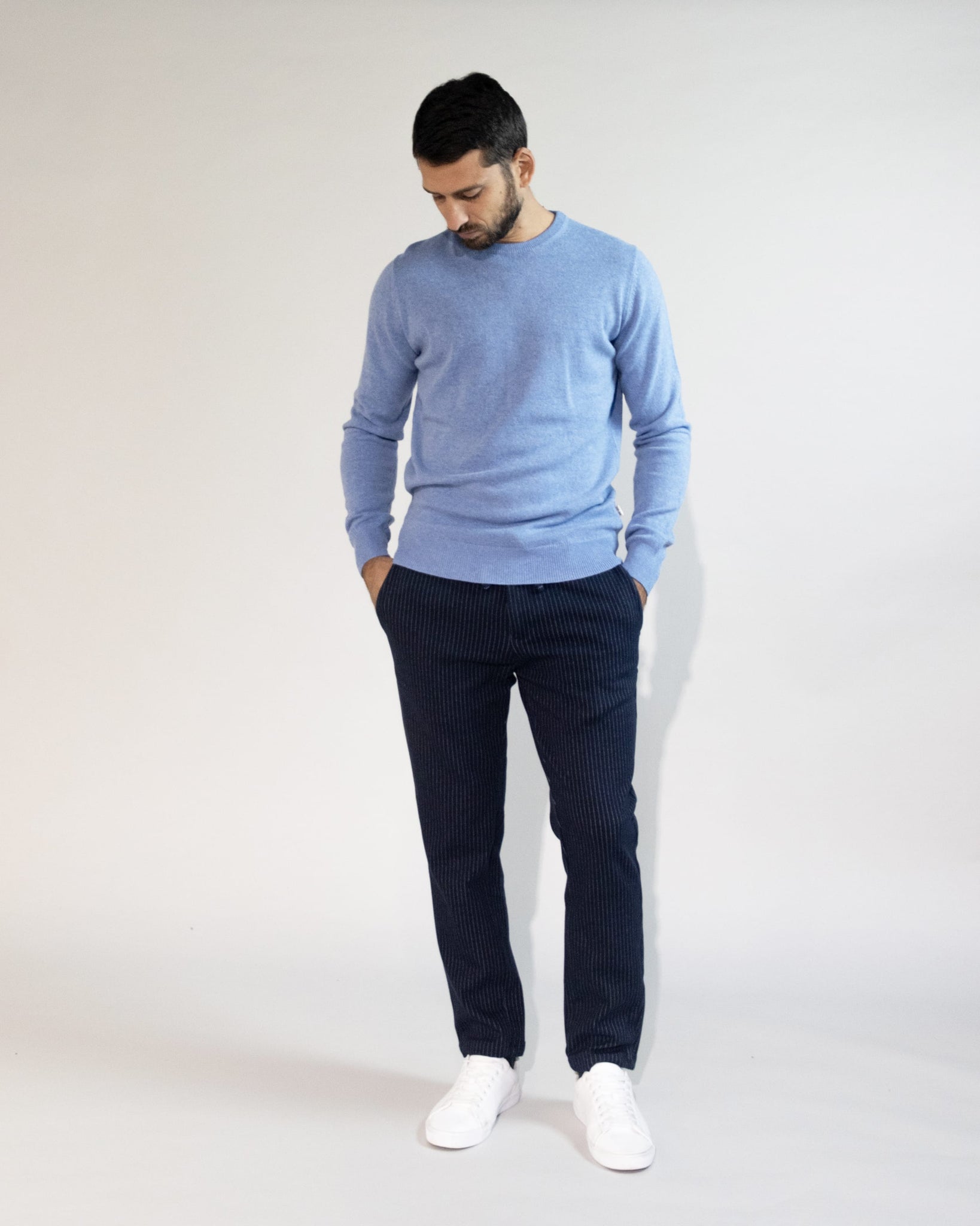 PULLOVER GIROCOLLO BLEND CASHMERE