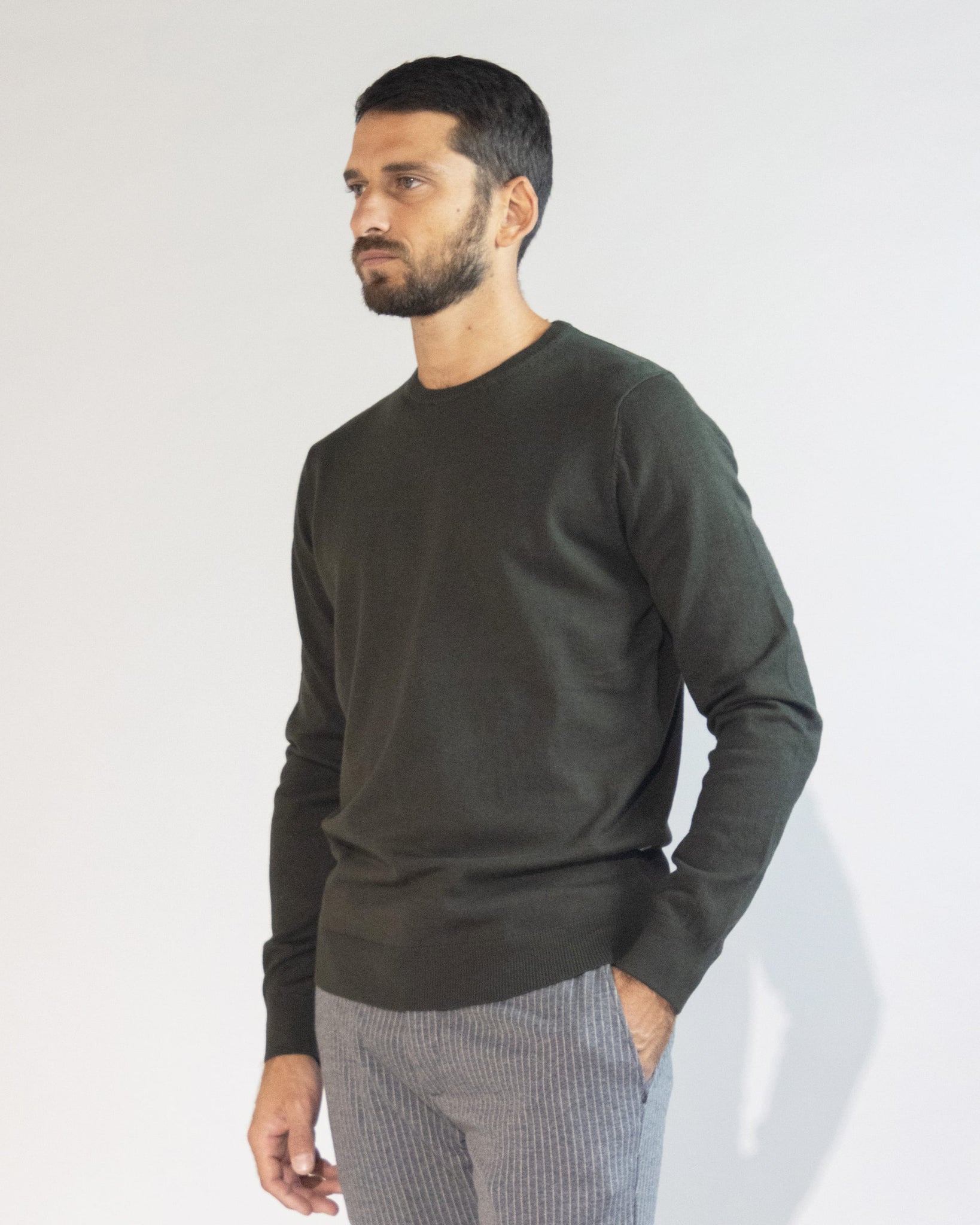 PULLOVER GIROCOLLO LEGGERO MISTO LANA