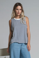 TATE TOP VEST IN MIXED VISCOSA