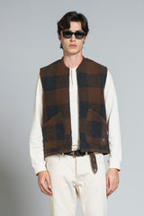 TERRY GILET IN BOILED WOOL CHECK