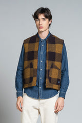 TERRY GILET IN BOILED WOOL CHECK