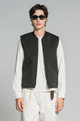 TERRY GILET IN BOILED WOOL HERRIGBONE