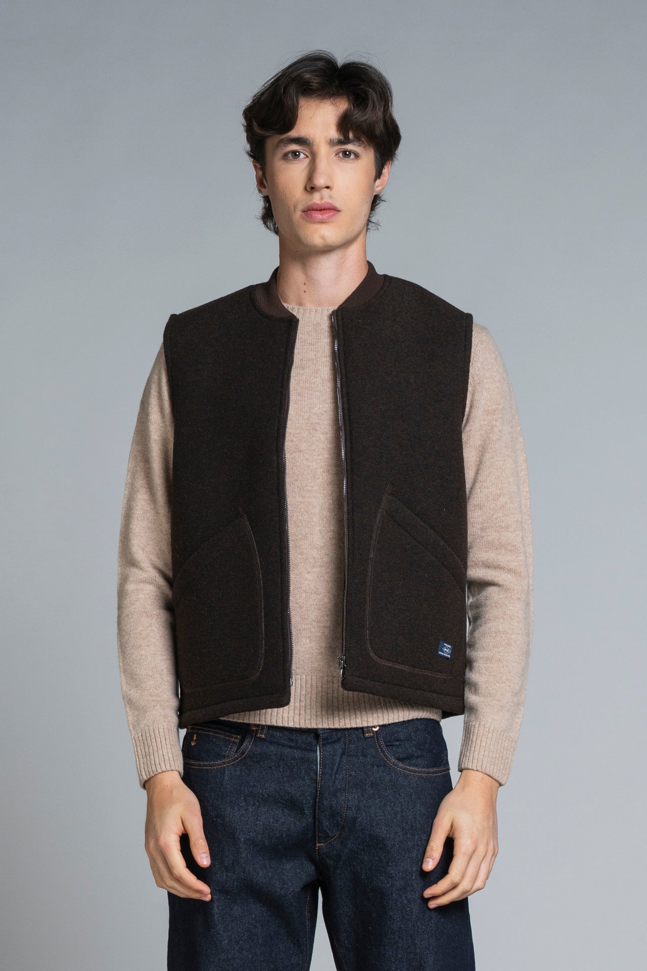 TERRY GILET IN BOILED WOOL