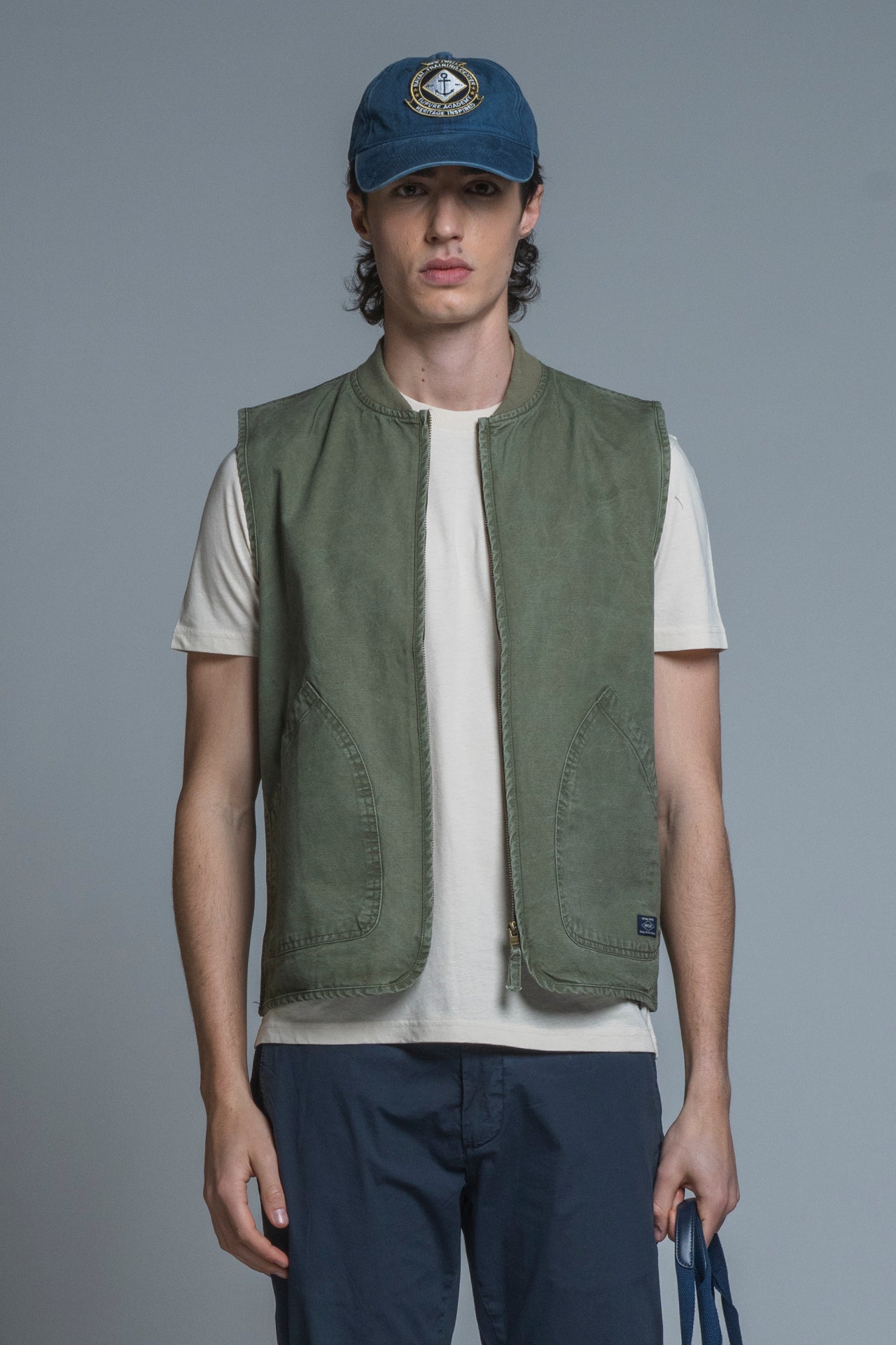 TERRY GILET ZIP COTTON SLUB