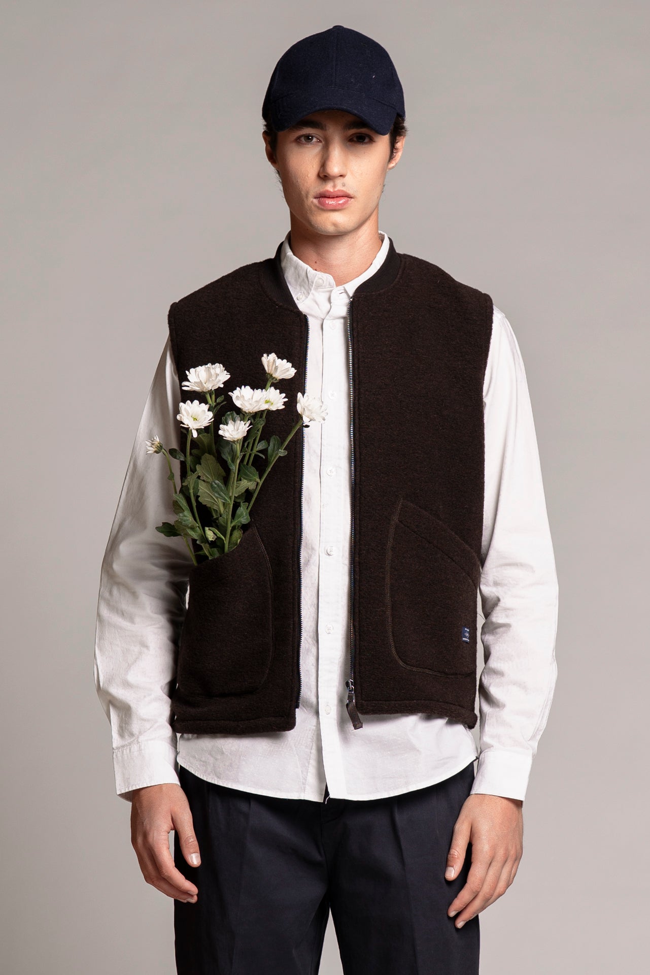 TERRY GILET IN BOILED WOOL