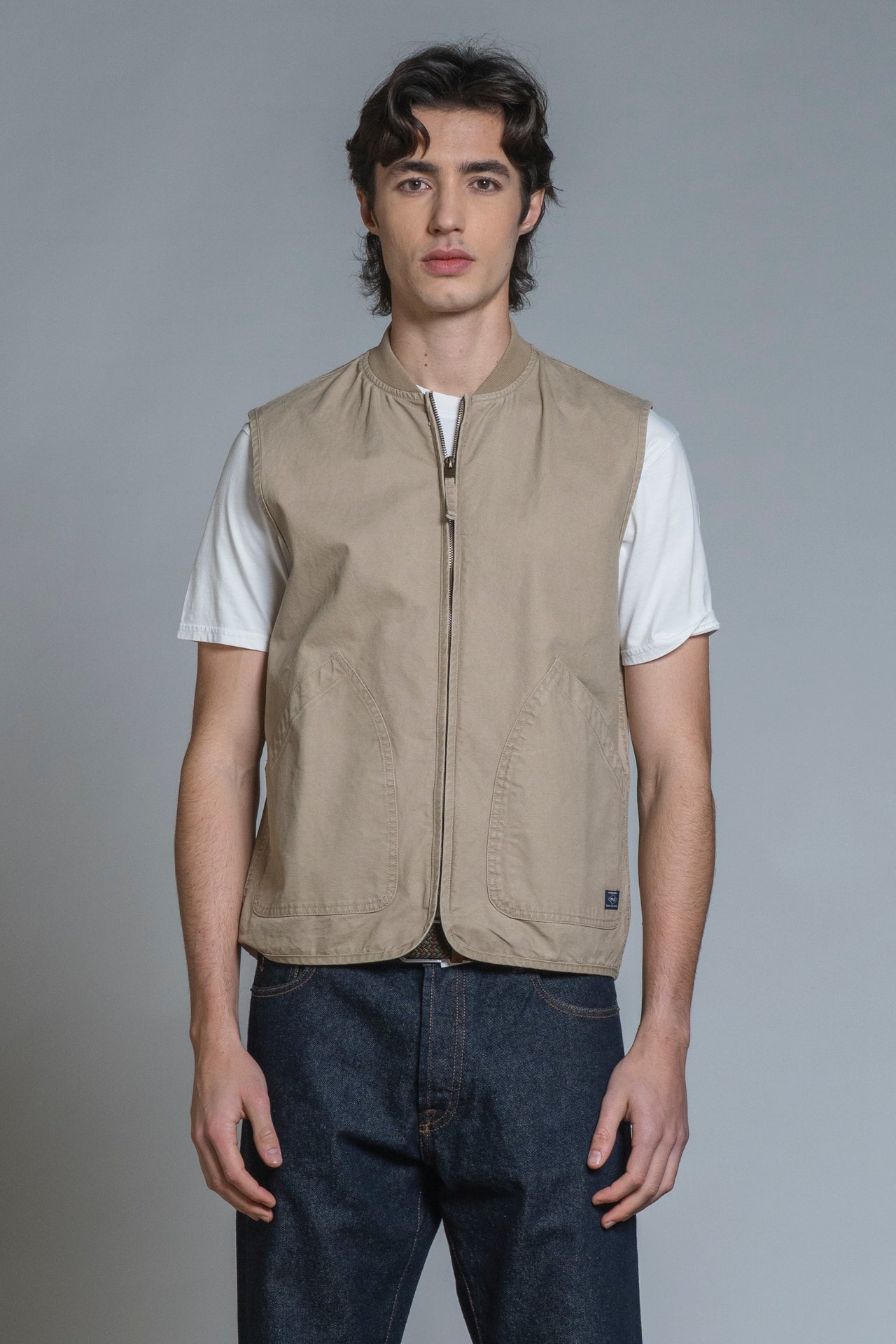 TERRY GILET ZIP COTTON SLUB