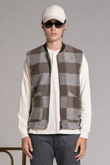TERRY GILET IN BOILED WOOL CHECK