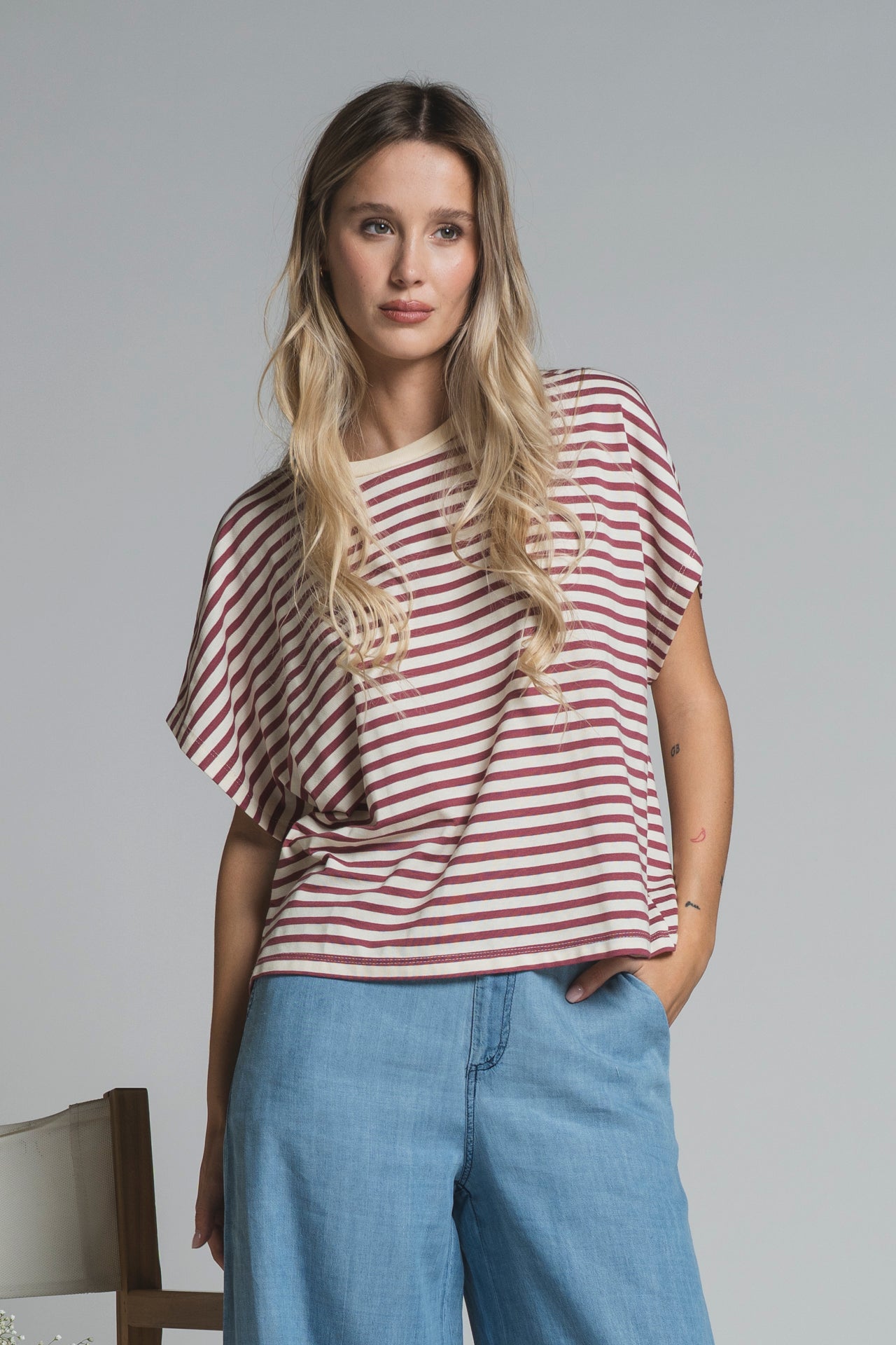 TESSA T.SHIRT BOXY IN MIXED VISCOSE