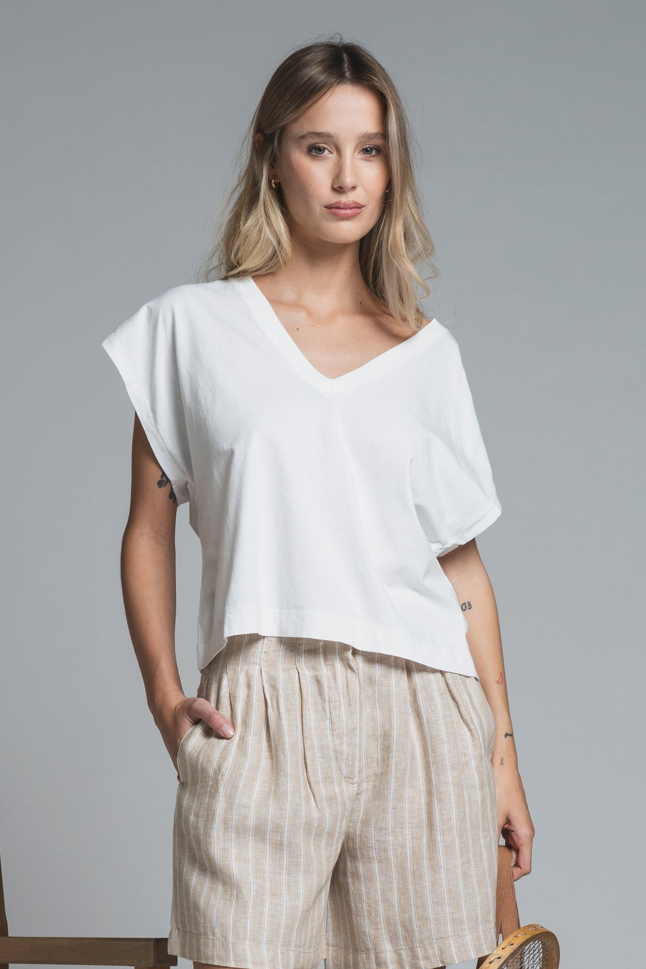 TRACE V NECK IN JERSEY
