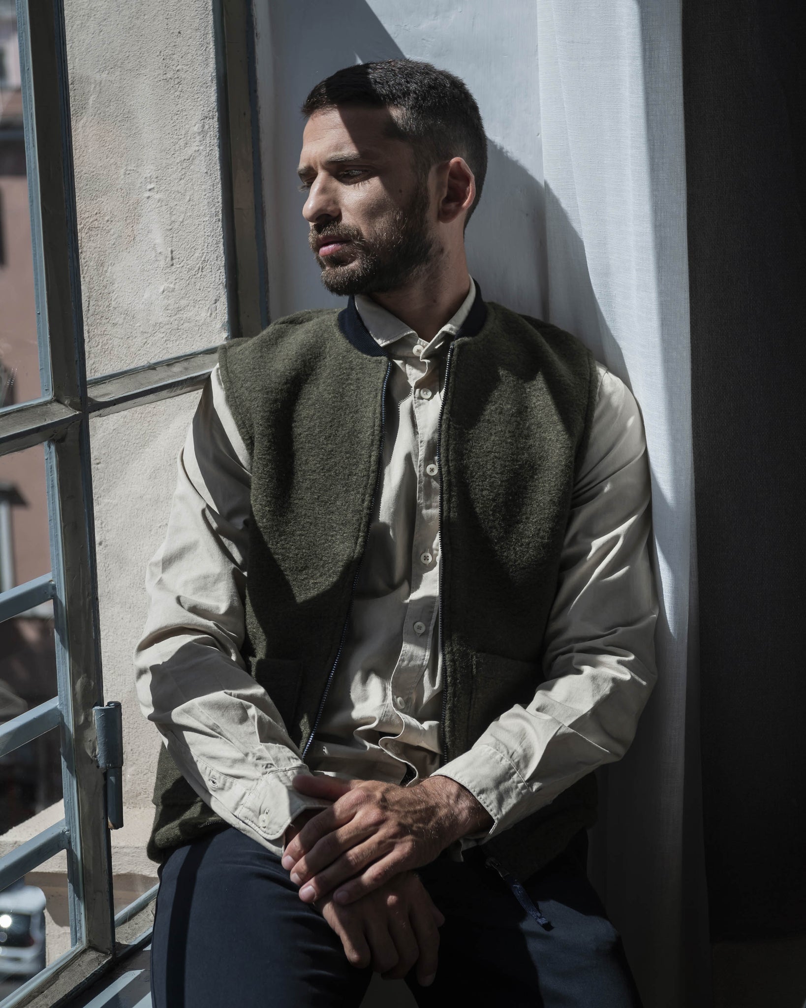 CAMICIA COLLO FRANCESE IN GABARDINA