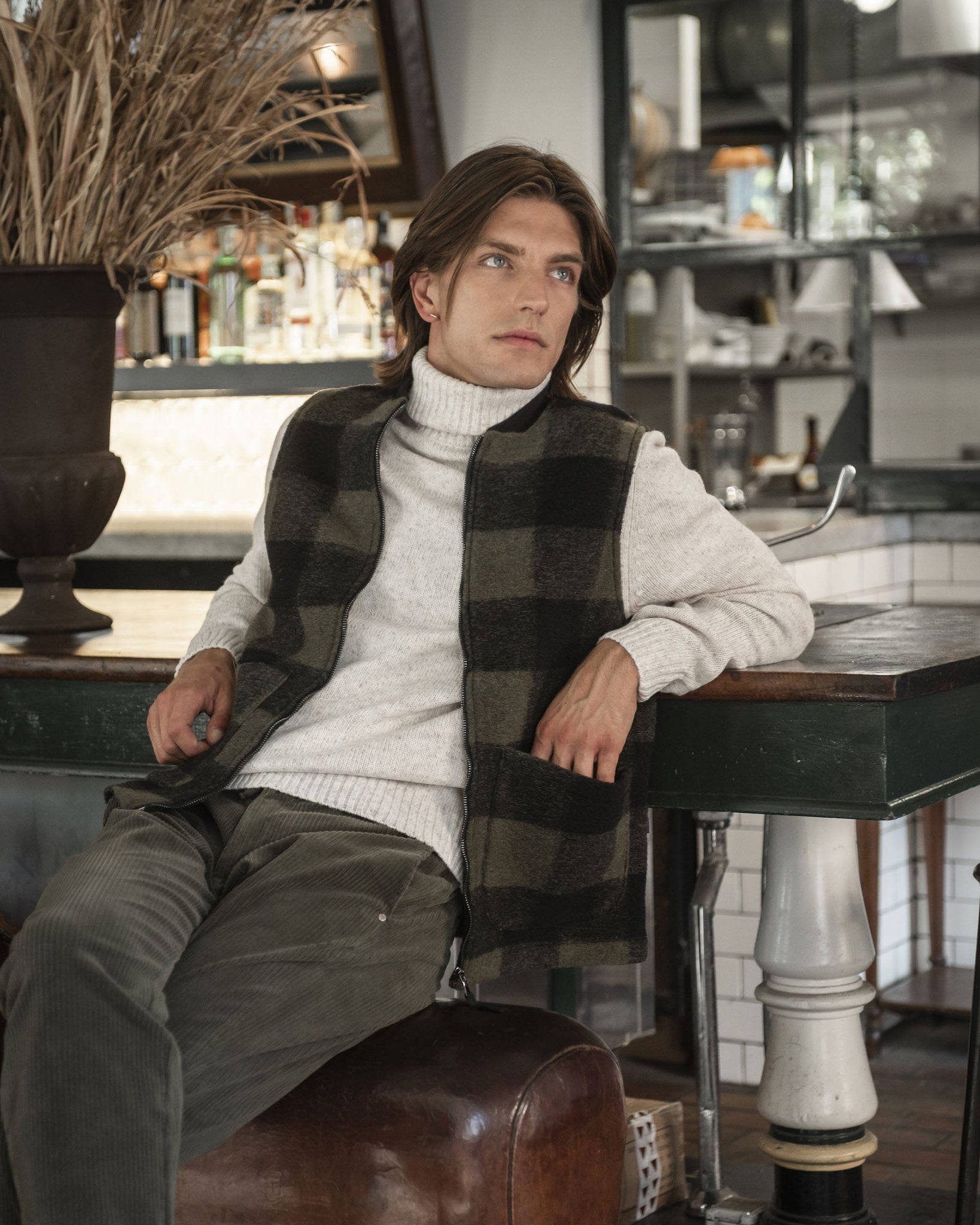 PULLOVER COLLO ALTO IN MOULINE'