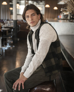 GILET MISTO LANA CHECK