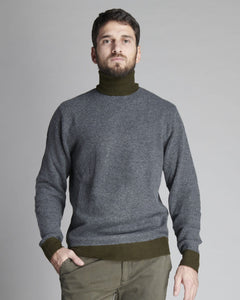 CONTRAST HIGH NECK PULLOVER