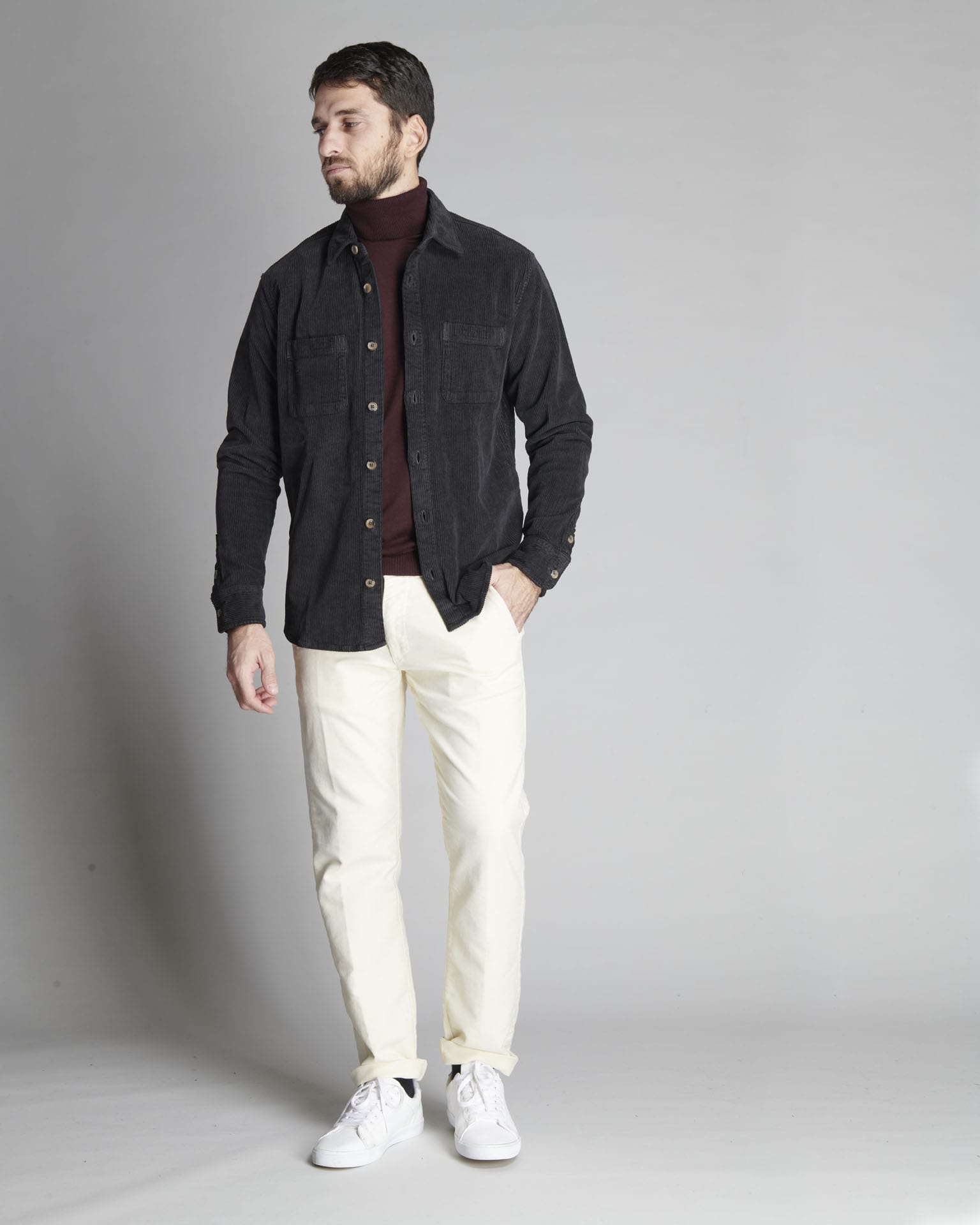 OVER SHIRT IN VELLUTO COSTE PICCOLE