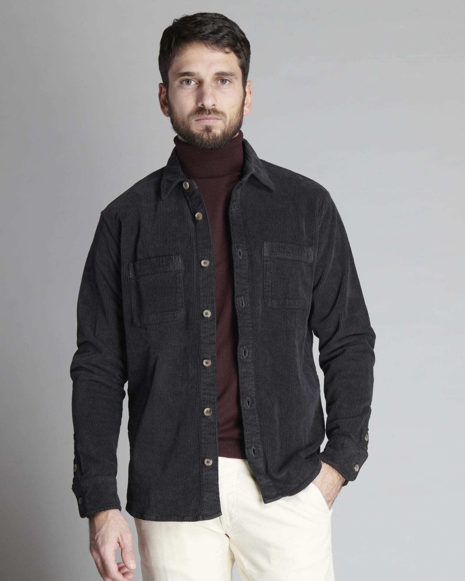 OVER SHIRT IN VELLUTO COSTE PICCOLE