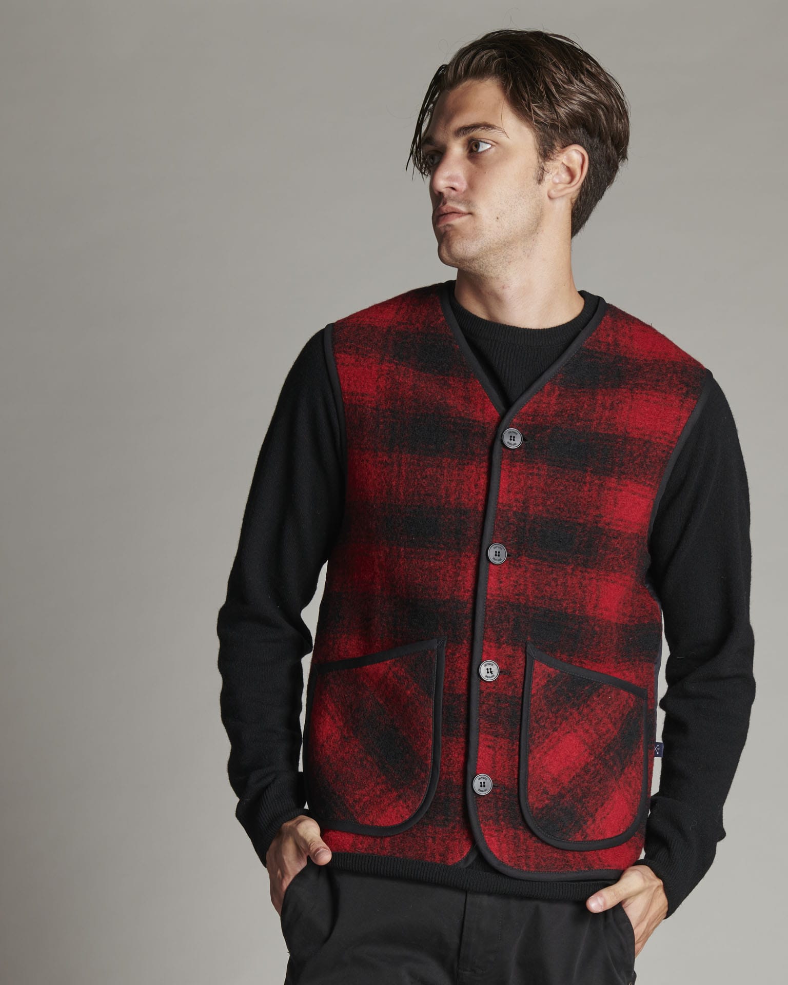 MIXED WOOL AND PADDING VEST