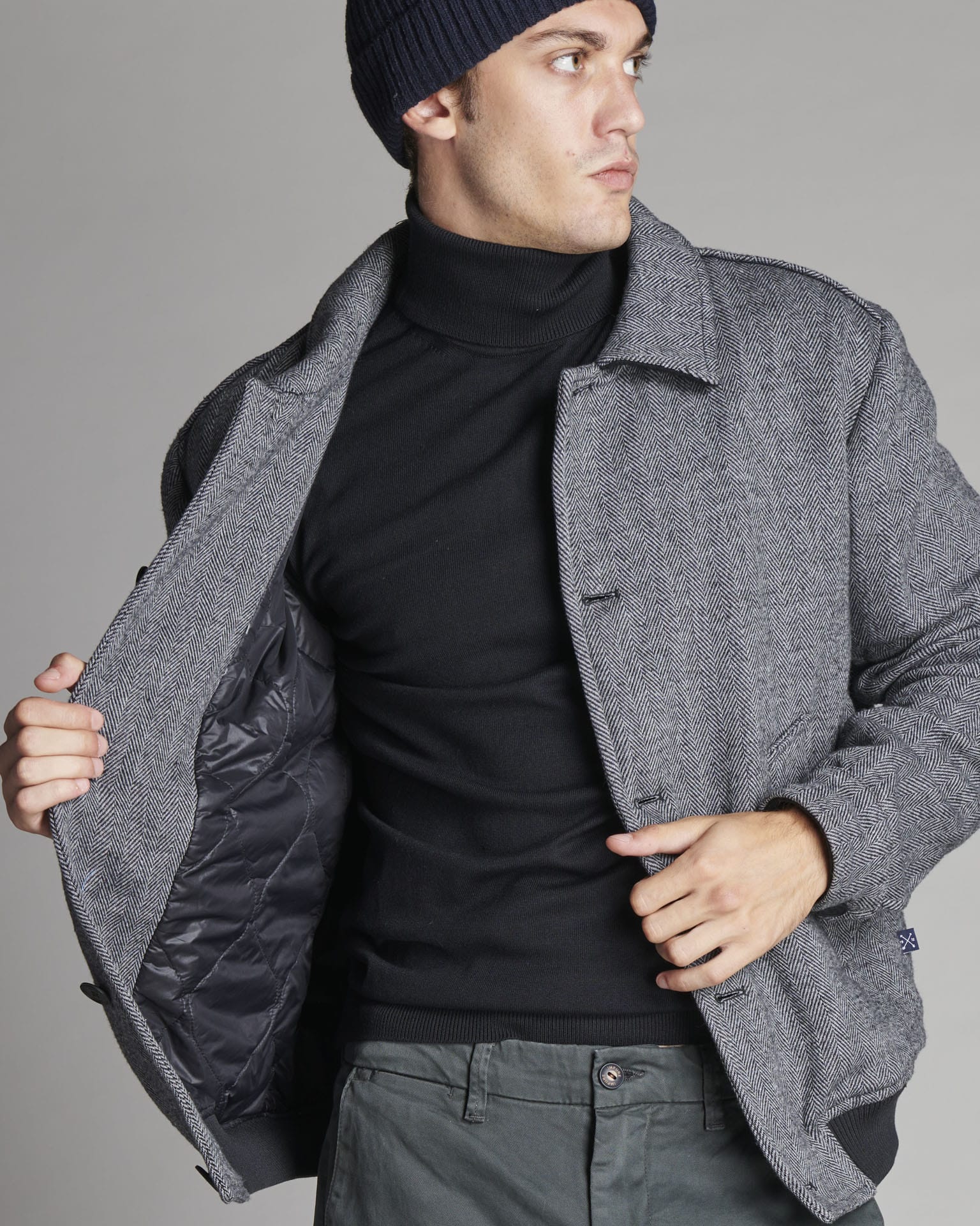 HERRINGBONE FABRIC BOMBER