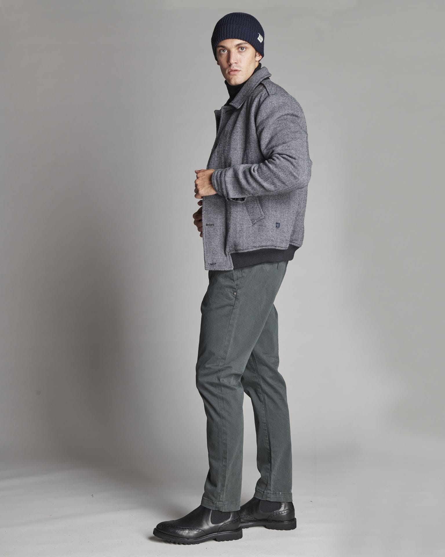 HERRINGBONE FABRIC BOMBER